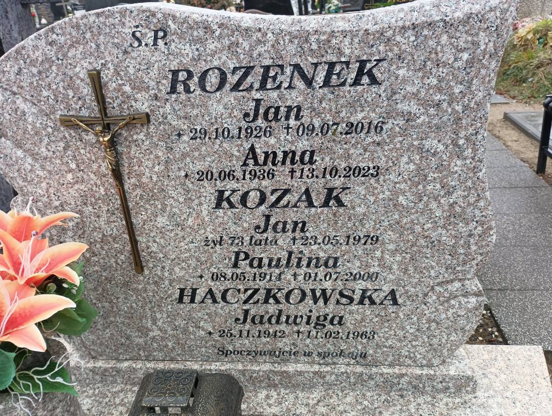 Anna Rozenek 1936 Drawsko Pomorskie - Grobonet - Wyszukiwarka osób pochowanych