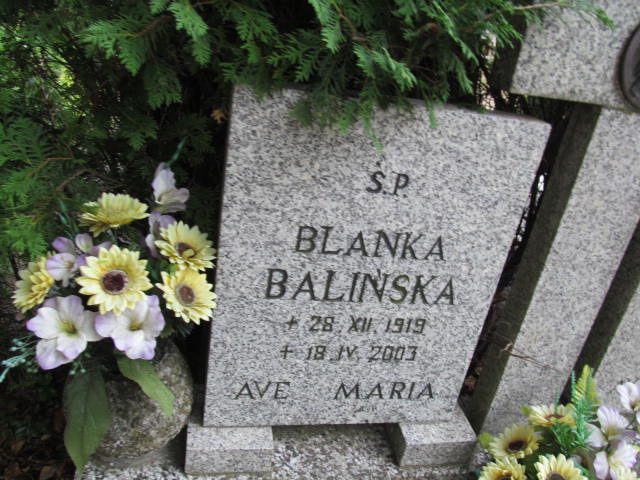 Blanka Balińska  1919 Drawsko Pomorskie - Grobonet - Wyszukiwarka osób pochowanych