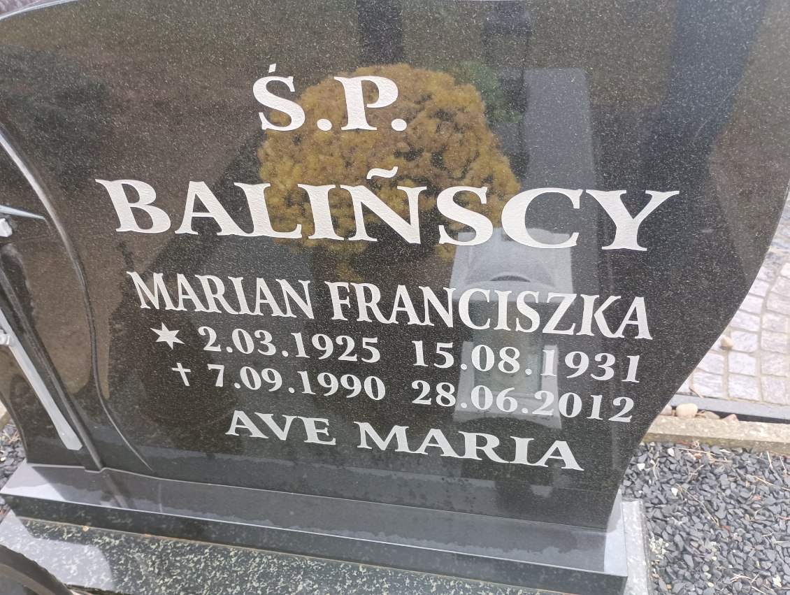 Franciszka Balińska 1931 Drawsko Pomorskie - Grobonet - Wyszukiwarka osób pochowanych